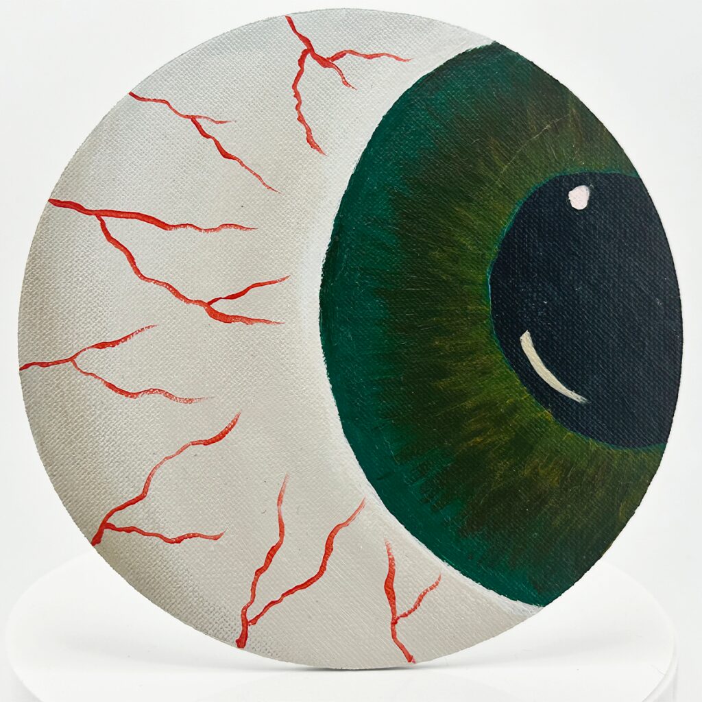 Peek-A-Boo | 6" Round Acrylic Eye Painting by Brittany Kruger